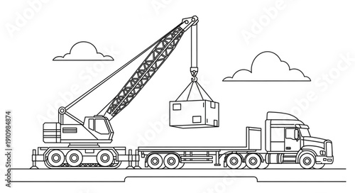 Crane Truck Lifting Heavy Load.