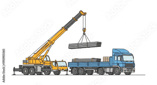Crane Truck Lifting Heavy Load.