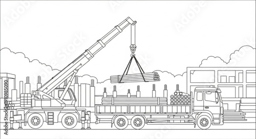 Crane Truck Lifting Heavy Load.