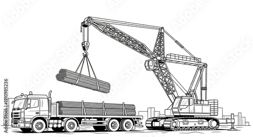 Crane Truck Lifting Heavy Load.