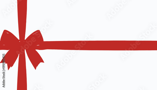 Red ribbon tied in a bow on a white background.