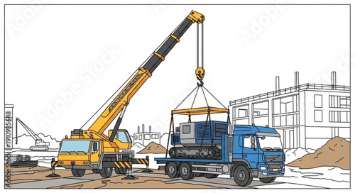 Crane Truck Lifting Heavy Load.