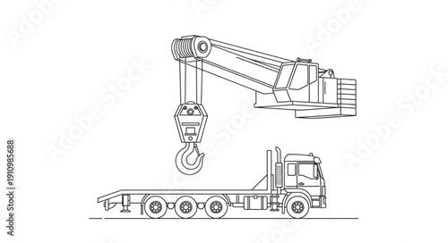 Crane Truck Lifting Heavy Load.