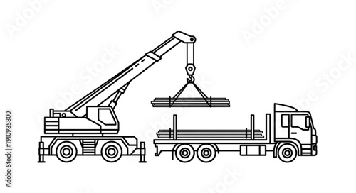 Crane Truck Lifting Heavy Load.