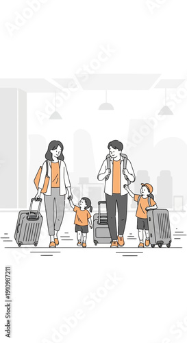 Family Vacation Journey Together Illustrated Adventure Awaiting Excitement
