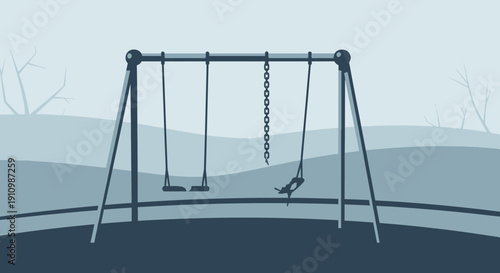 Empty Playground Swings In Muted Tones Reflecting Solitude