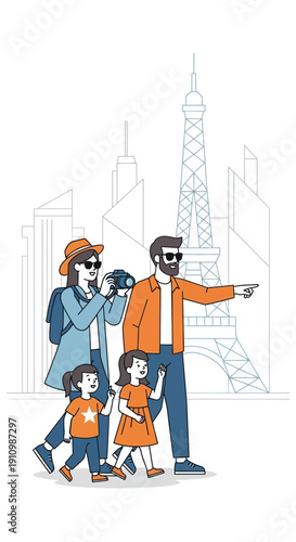 Family Vacationing In Paris Discovering Iconic Landmarks With Joyful Excitement