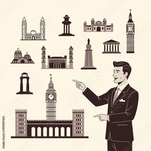 Famous Landmarks And Architectural Wonders Collection Vector Icons