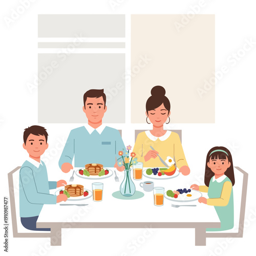 Family Enjoying A Wholesome Breakfast Together At Home