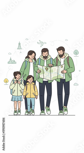 Family Exploring The World With A Map Seeking Adventure And Discovery Together