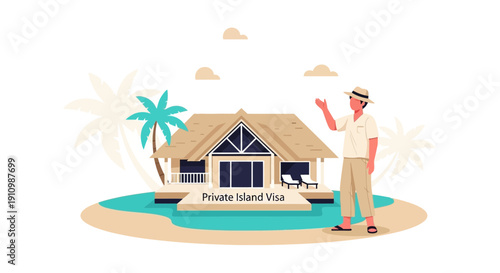 Exotic Island Getaway Welcoming Tourist To Tropical Beach House Paradise