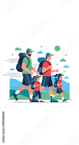 Family Hiking Adventure Outdoors Exploring Scenic Trails Together