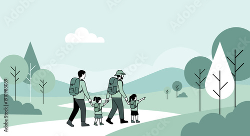 Family Hiking Adventure Through Scenic Woodland Trails