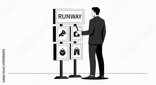 Fashion Presentation Executive Selecting Style Choices On Digital Display Board