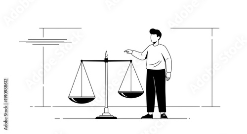 Fairness And Balance Concept With A Person And Scales Of Justice