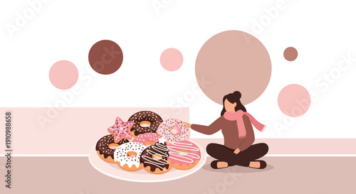 Enjoying A Stack Of Delicious Donuts With A Person