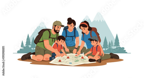 Family Adventure Planning Map Outdoor Exploration Excitement