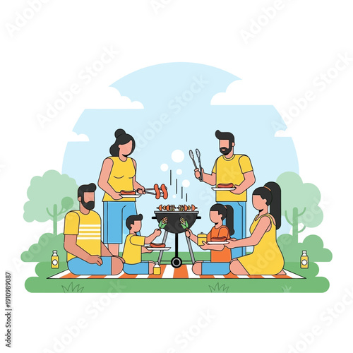 Family Togetherness Outdoors Grilling Fun Activity Summer Celebration Leisure