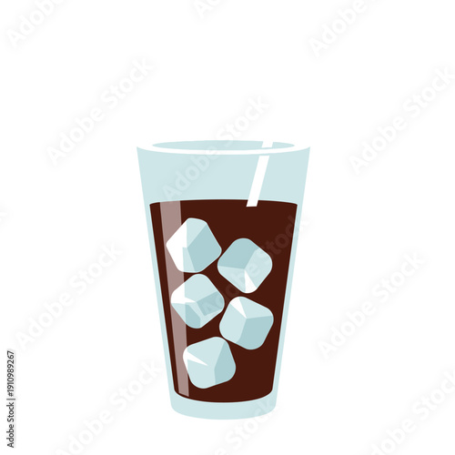 Refreshing Iced Coffee Drink with Ice Cubes in a Tall Glass