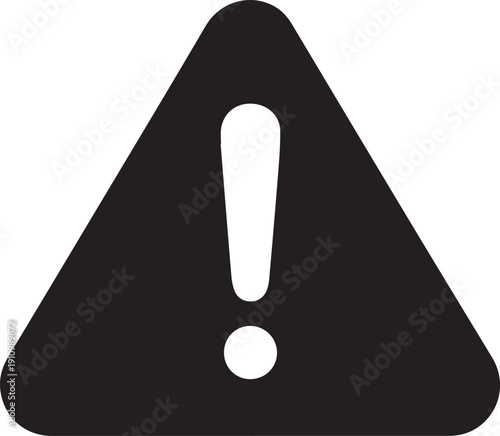 Attention warning sign with exclamation mark symbol for caution alert silhouette vector art