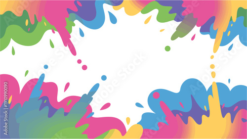 Colorful paint splashes on white background for Holi festival