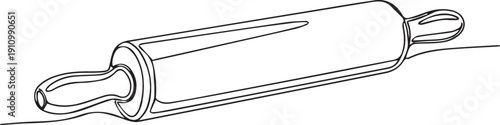 Simple line drawing of a classic wooden rolling pin for baking
