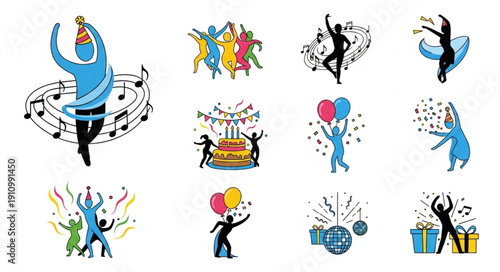 Dancer Silhouettes in Various Poses.