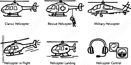 Helicopter and Air Rescue Icons