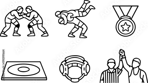Wrestling match medal winner icons