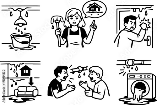 Household water leak and flooding