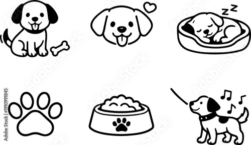 Dog care and pet accessories. Vector