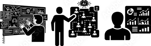 Digital network mapping and social data visualization with human profile icons