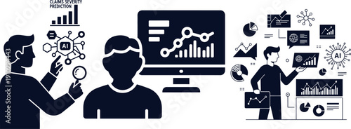People analyzing data with artificial intelligence for claims severity prediction