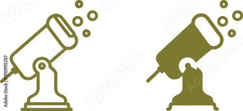 Microscope icons in olive green color