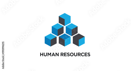 Innovative Human Resources Logo With Cubes Representing Teamwork And Synergy