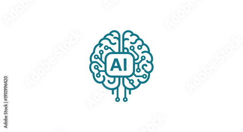 Innovative Artificial Intelligence Design Illustrated With Brain and Circuitry Icon