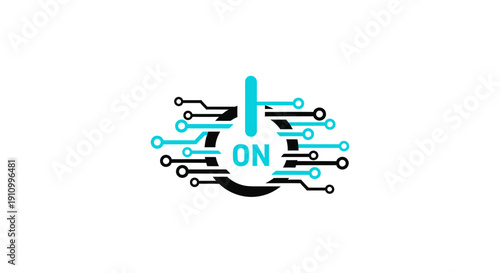 Innovative Digital On Symbol Design Showcasing Circuitry And Technological Activation