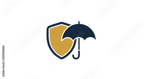 Insurance Concept Depicted With Shield And Umbrella Symbolizing Protection And Security