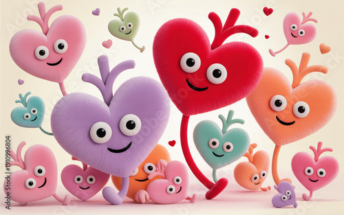 Fluffy Happy Hearts Party – Surreal Valentine 3D Characters