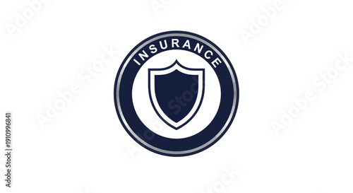 Insurance Shield Emblem: Protection Symbol on White Background, Suitable for Commercials