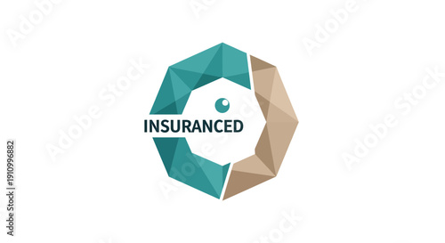 Insured Company Emblem: Abstract Geometric Design with Teal and Beige Colors