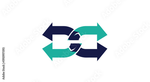 Interlocking Arrows Symbolizing Connection, Synchronization, and Flow of Communication