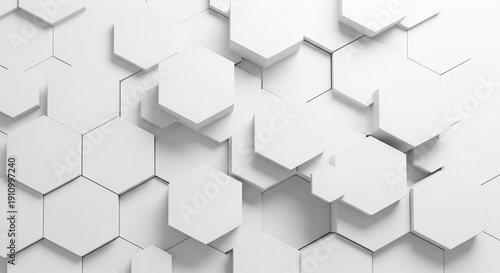 Modern white hexagonal pattern with 3D effect