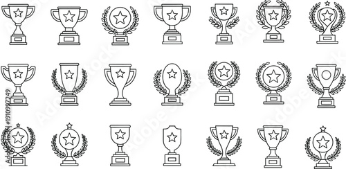 Trophy icon set in trendy flat style. trophy line icon vector set.. Trophy cup, winner cup, victory cup icon. Reward symbol sign for web and mobile.