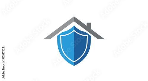 Home Security Shield Symbol Suggesting Safety, Protection, And Property Assurance Design