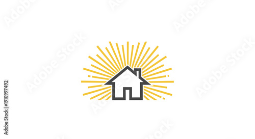 House Emblem Shining Bright with Radiant Energy for Real Estate Branding and Designs