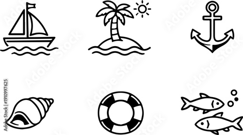 Marine and beach travel symbols
