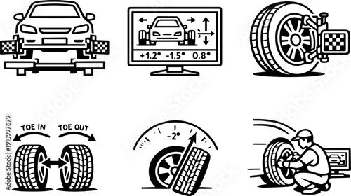 Car wheel alignment service symbols
