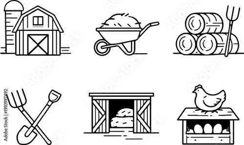 Farm buildings and agriculture tools
