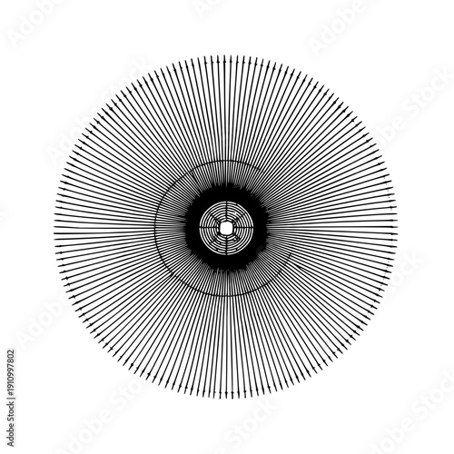 Abstract radial lines emanating from a central point creating a circular pattern design with a unique visual appeal